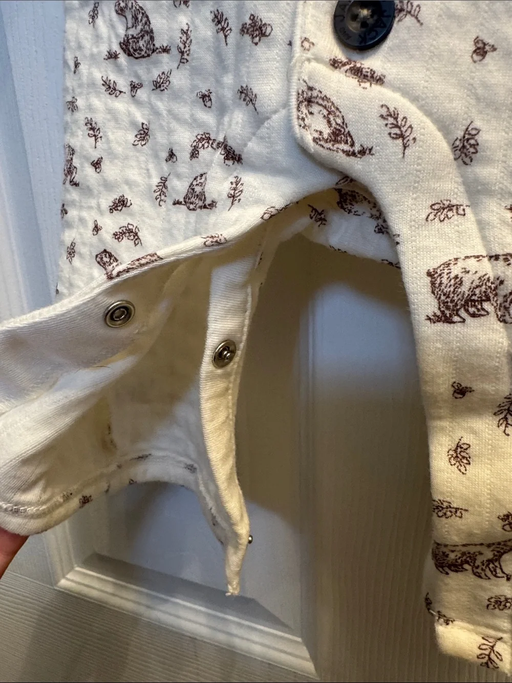 Janie and Jack Cream Quilted Bear- Print Onesie